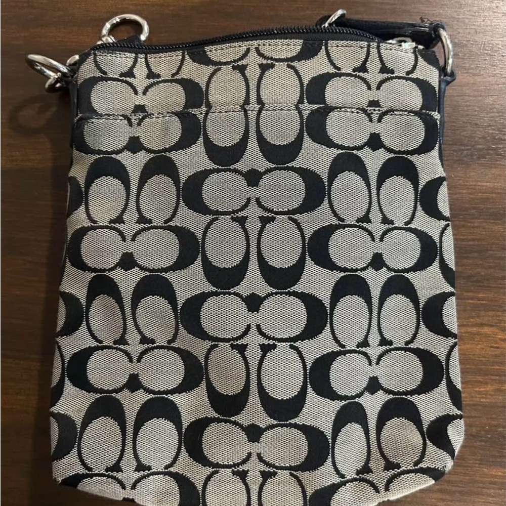 Coach Black and Grey Patterned Crossbody Bag
